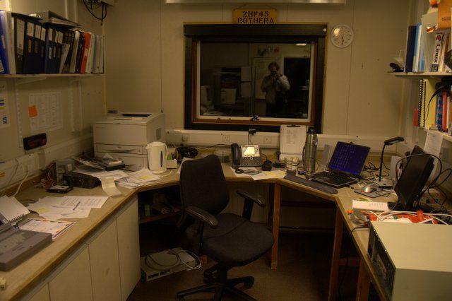 My office - the comms office, looking untidy as usual.