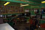 The Green Room in Fuchs, which is both the music room and the library of books for use in the field.